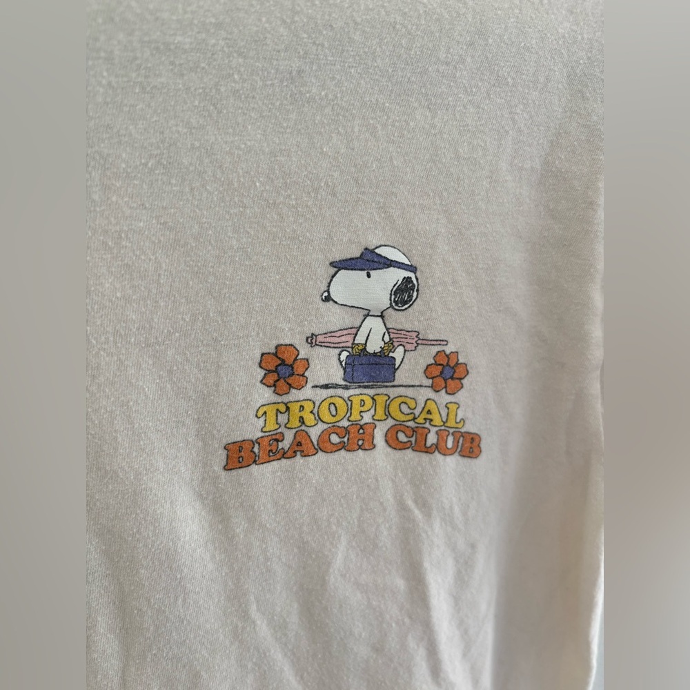 Peanuts Snoopy 100% Cotton Tropical Beach Club T-Shirt - Picture 8 of 13